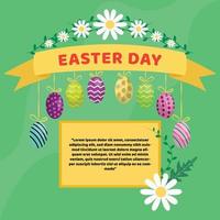 flat happy easter day background vector