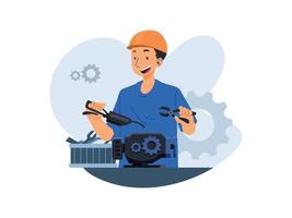 Mechanic Checking Illustration vector