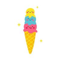 Kawaii cartoon ice cream character isolated on white background vector
