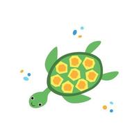 Cute sea turtle isolated on white background vector illustration