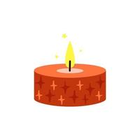 Cute burning aroma candle in candlestick. Vector illustration