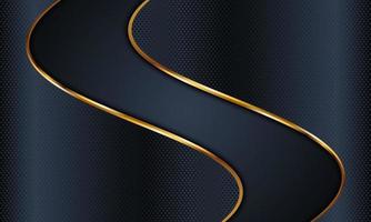 Abstract dark navy wavy texture with golden lines background. vector