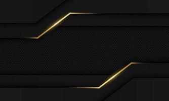 Abstract dark paper with golden lines and shadow. vector