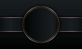 Abstract dark stripe and circle with golden line background.
