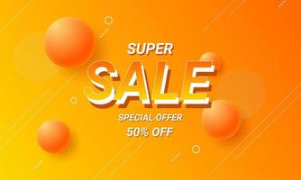 Orange and yellow gradient sale background with circle and white diagonal lines. vector