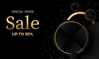 Luxury banner background with dark and golden circle.