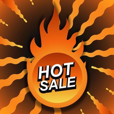 Gradient sale banner background with fire. Vector illustration.