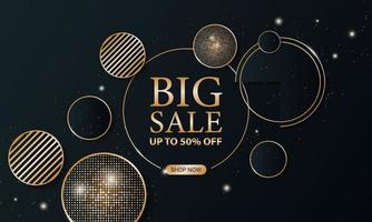 Luxury sale banner background with golden circle. vector