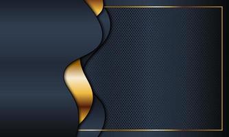 Abstract dark navy wave with golden lines background. vector