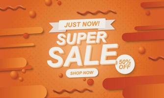 Orange sale banner background with rounded shapes. Abstract background. vector