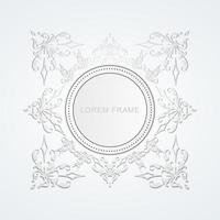 elegant white vintage circle frame vector