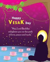 Happy Vesak Day with Slogan and Sacred fig tree vector