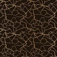 patrón sin costuras de arte kintsugi con líneas finas doradas y fragmentos abstractos sobre fondo de lujo oscuro vector