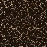 kintsugi art seamless pattern with gold thin lines and abstract shards on dark luxury background vector