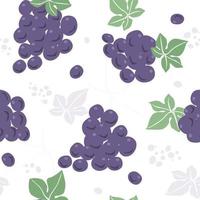 Seamless pattern with grapes and leaves. Fruit natural print. Vector graphics.