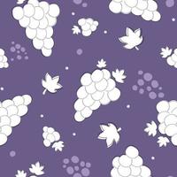 Seamless pattern with grapes and leaves. Fruit natural print. Vector graphics.