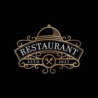 Vintage gold restaurant logo and badge template vector