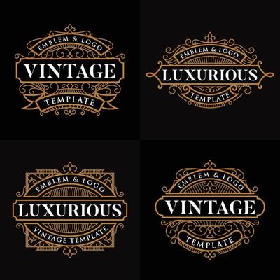 Luxury retro vintage logo template set