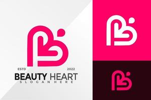 plantilla de ilustración de vector de diseño de logotipo de corazón de belleza de letra b