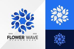 Blue Flower Wave Logo Design Vector illustration template