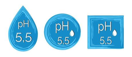 conjunto de iconos de pH 5.5. símbolo de dermatología aislado sobre fondo blanco. ilustración vectorial plana vector