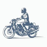 ilustración vectorial de un hombre de gira montando una moto vector