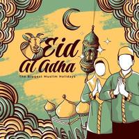 fondo de ilustración de eid al-adha dibujado a mano vector