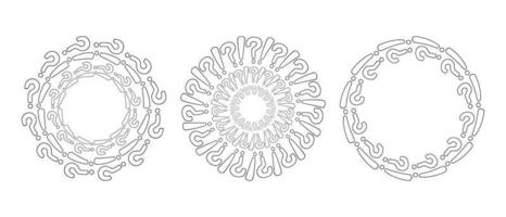 Round frame made of question marks and exclamation marks. Vector illustration.