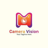 diseño de logotipo de visión de cámara ocular moderna vector