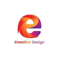 Colorful Gradient Bold E Letter Logo Design vector