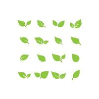 Paquete de colección completa de vector de logotipo de símbolo de hoja verde único