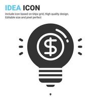 Idea icon vector with glyph style isolated on white background. Vector illustration innovation sign symbol icon concept for business, finance, industry, company, apps, web and all project