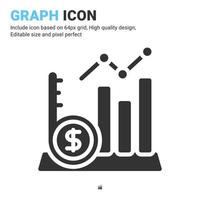 Graph icon vector with glyph style isolated on white background. Vector illustration result sign symbol icon concept for digital business, finance, industry, company, apps, web and project