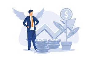 Angel Investor Vector Illustration Concept Showing an investor giving money for promising startup founder,