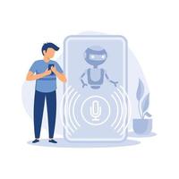 Chatbot voice controlled virtual assistant abstract concept vector illustration. Talking virtual personal assistant, smartphone voice application, AI, voice controlled chatbot abstract metaphor.