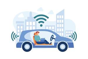 autonomous driving illustration exclusive design inspiration vector