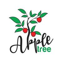 Illustration apple tree with apple fruit vector