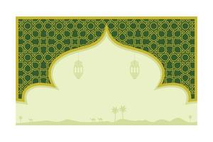 Abstract islamic background with traditional ornament green color. Vector illustration.