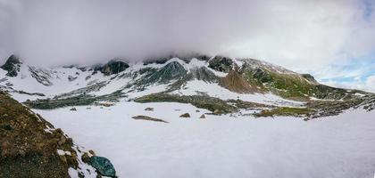 Mountain peaks covered with snow photo