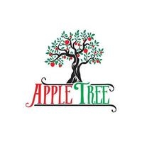 Illustration apple tree with apple fruit vector