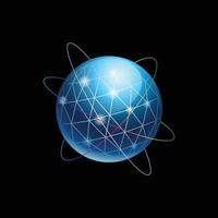 un icono de globo moderno en color azul para el logotipo de la empresa de tecnología o comunicación que representa la conectividad vector