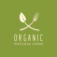 Fresh logo for natural product. Organic icon for healthy food label. Healthy vegan restaurant symbol. Logo template for organic farm grown food. vector