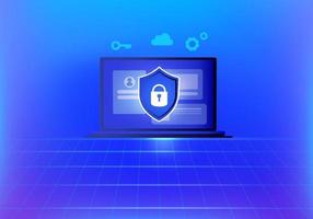 Cyber security and data protection privacy concept. Businessman secure data management and protect data from hacker attacks and padlock icon to internet technology networking vector illustration