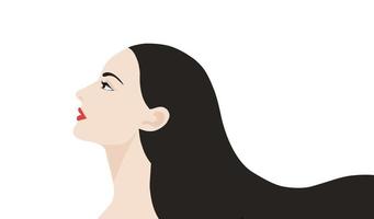 Girl power concept beautiful face woman side view isolated. Woman day concept design background vector