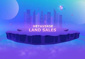 Metaverse land sales concept, virtual land, digital real estate and property investment in metaverse background vector illustration.
