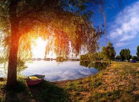 boat at the lake  sunset photo