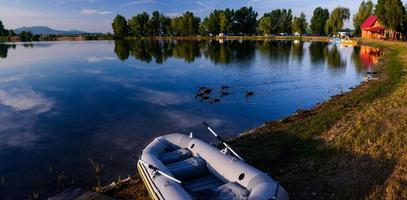 Lake in the beautiful sunny photo