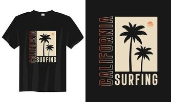 Summer California surfing beach retro typography t shirt design vector