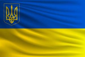 bandera ucraniana y escudo de armas de ucrania. bandera azul amarilla de ucrania con tridente.