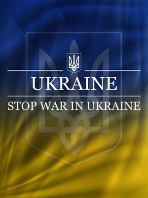 Ukrainian flag with trident. Concept of the Ukrainian flag on the poster.